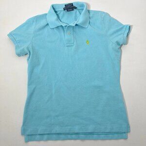 Ralph Lauren Shirt Womens Medium Blue The Skinny Polo Cotton Preppy Pony Classic